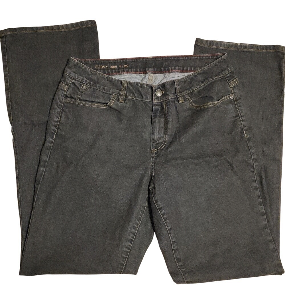 Talbots Jeans Womens 8/29 Black Wash Heritage Boot Western Cowgirl
